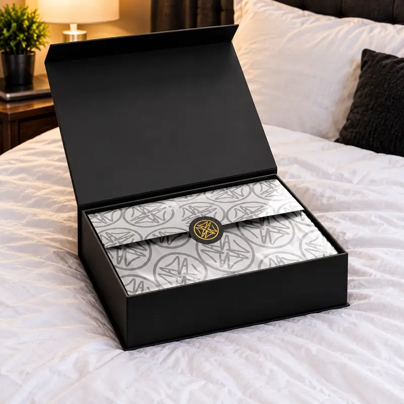 The Nwoke Attire box opened, sealed with the emblem
