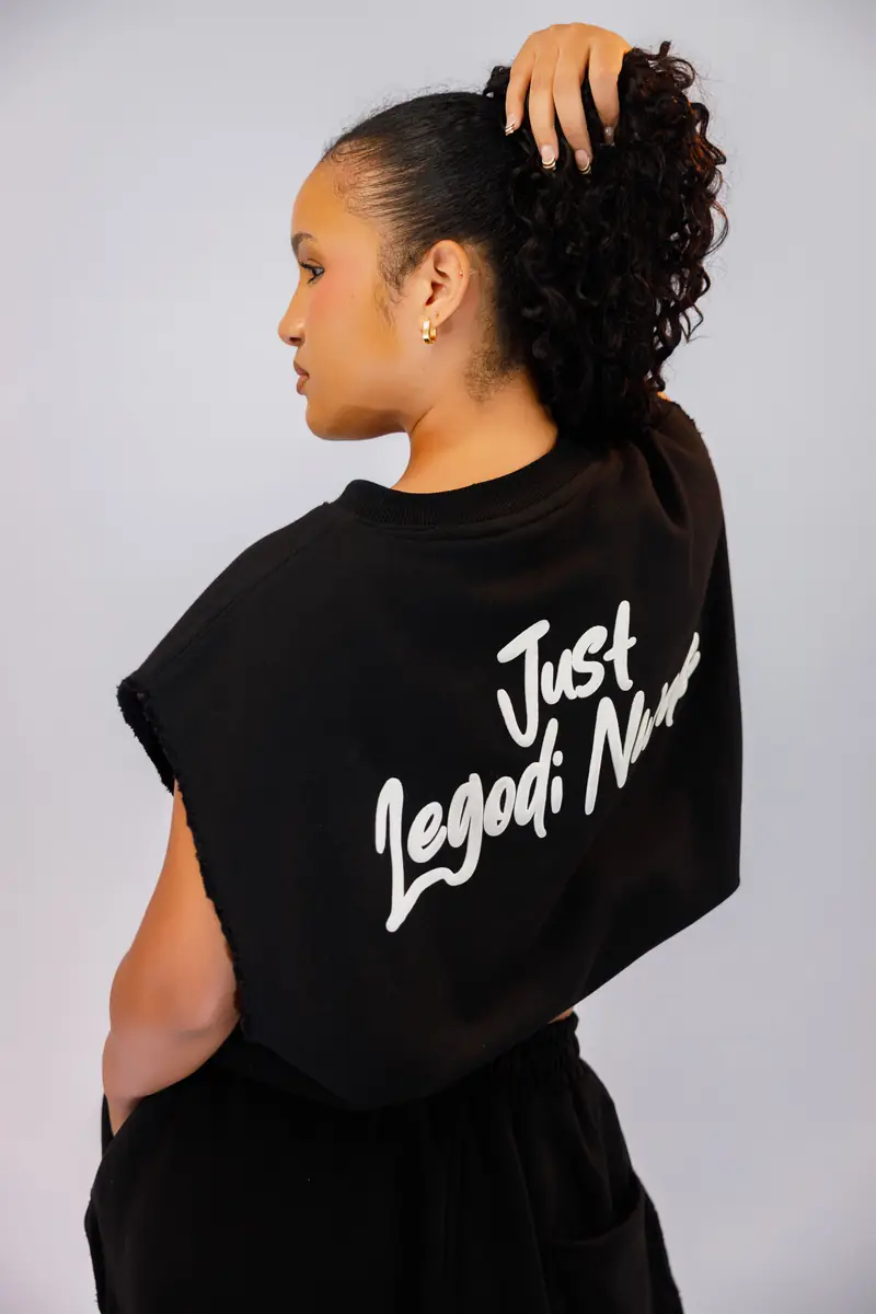 Back view of the Legodi set in Black, white print