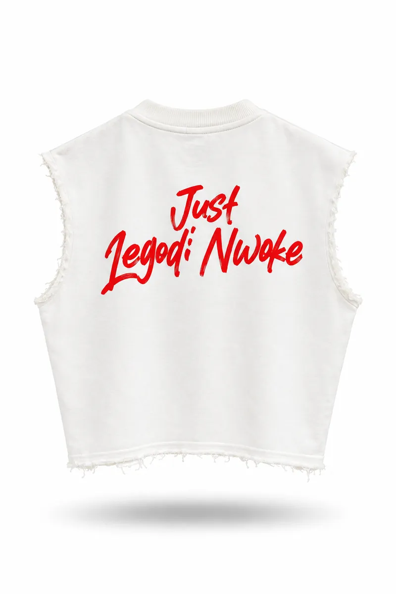 The Legodi top in Bone white, red print, back