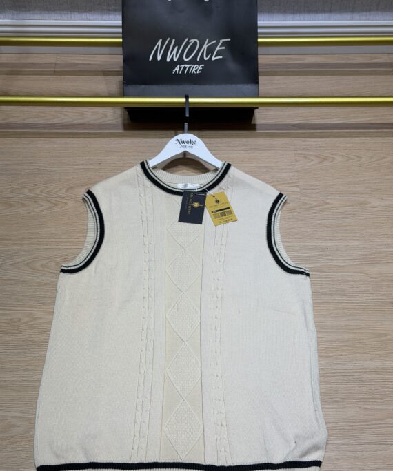 Milky Sleeveless Cable Knit Turkey Sweater