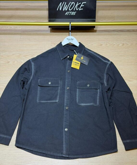 Black Denim Paint-washed Turkish Shirt