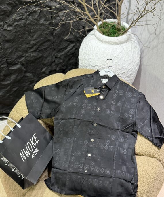 Classic Short sleeve Turkey Black Pattern Shirt