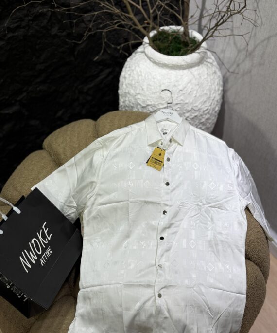 Classic Short sleeve Turkey white Pattern Shirt