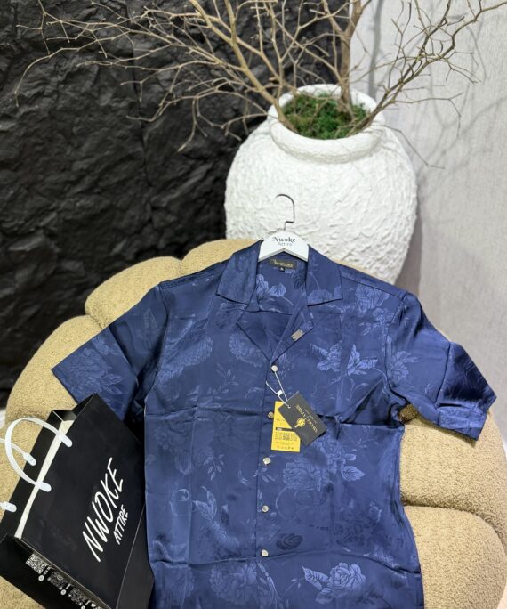 Exclusive Turkey short sleeve Floral Blue Shirts