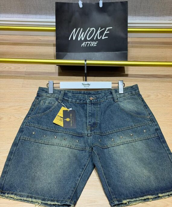 Stone Crested Blue Denim Short