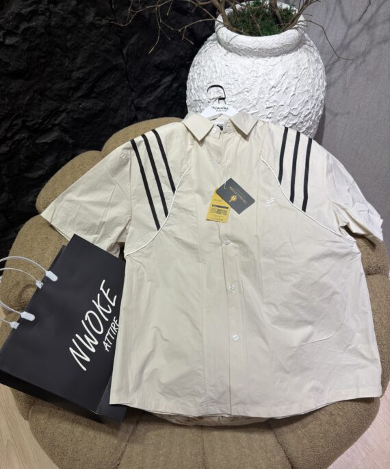 Savage-Base Contrast Stripe Cuban Short Sleeve Shirt