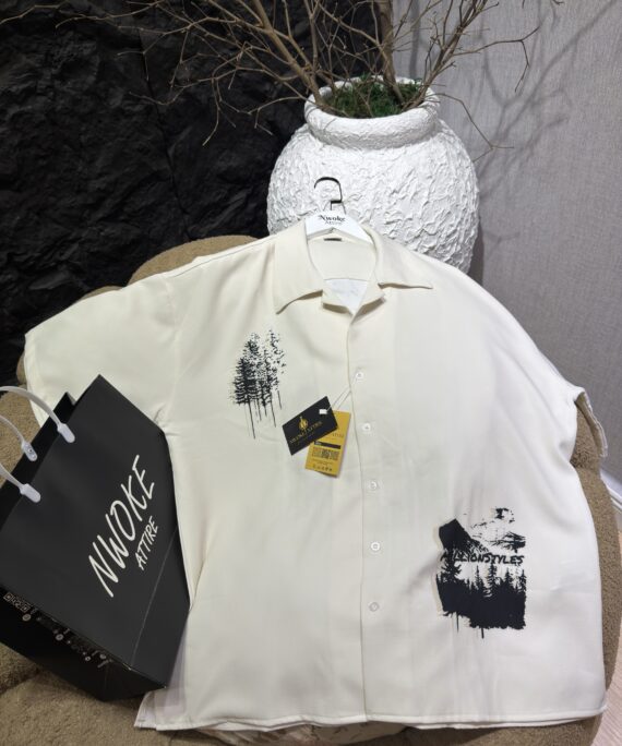 Classic Ivory short-sleeve button-up shirt