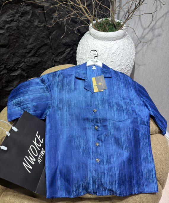 Midnight Tide Textured Cuban Shirt