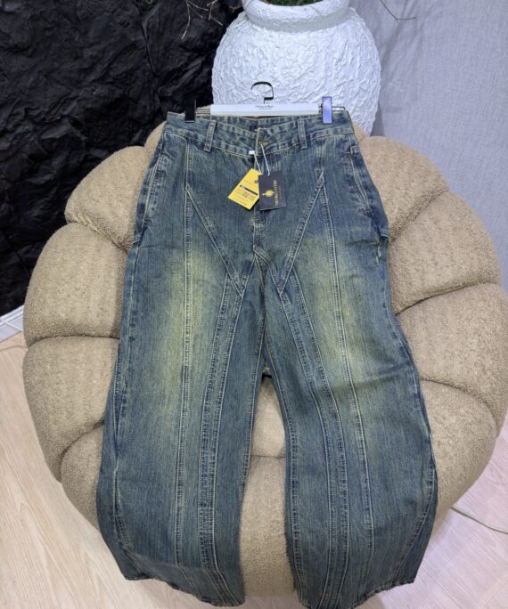 Multi-Panel Baggy Denim Jeans