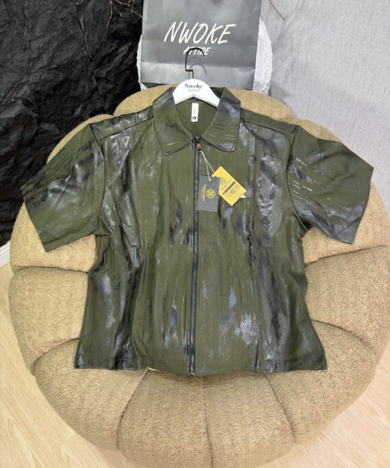 Faux Leather Zip shirt