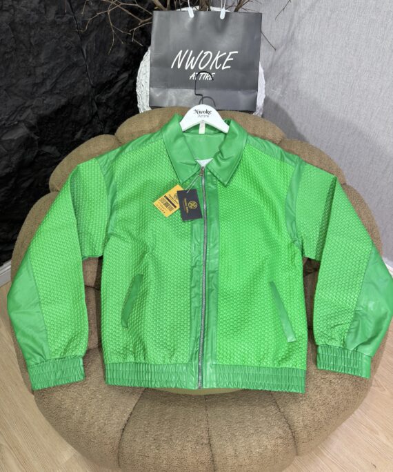 Bomber Woven Leather Jacket
